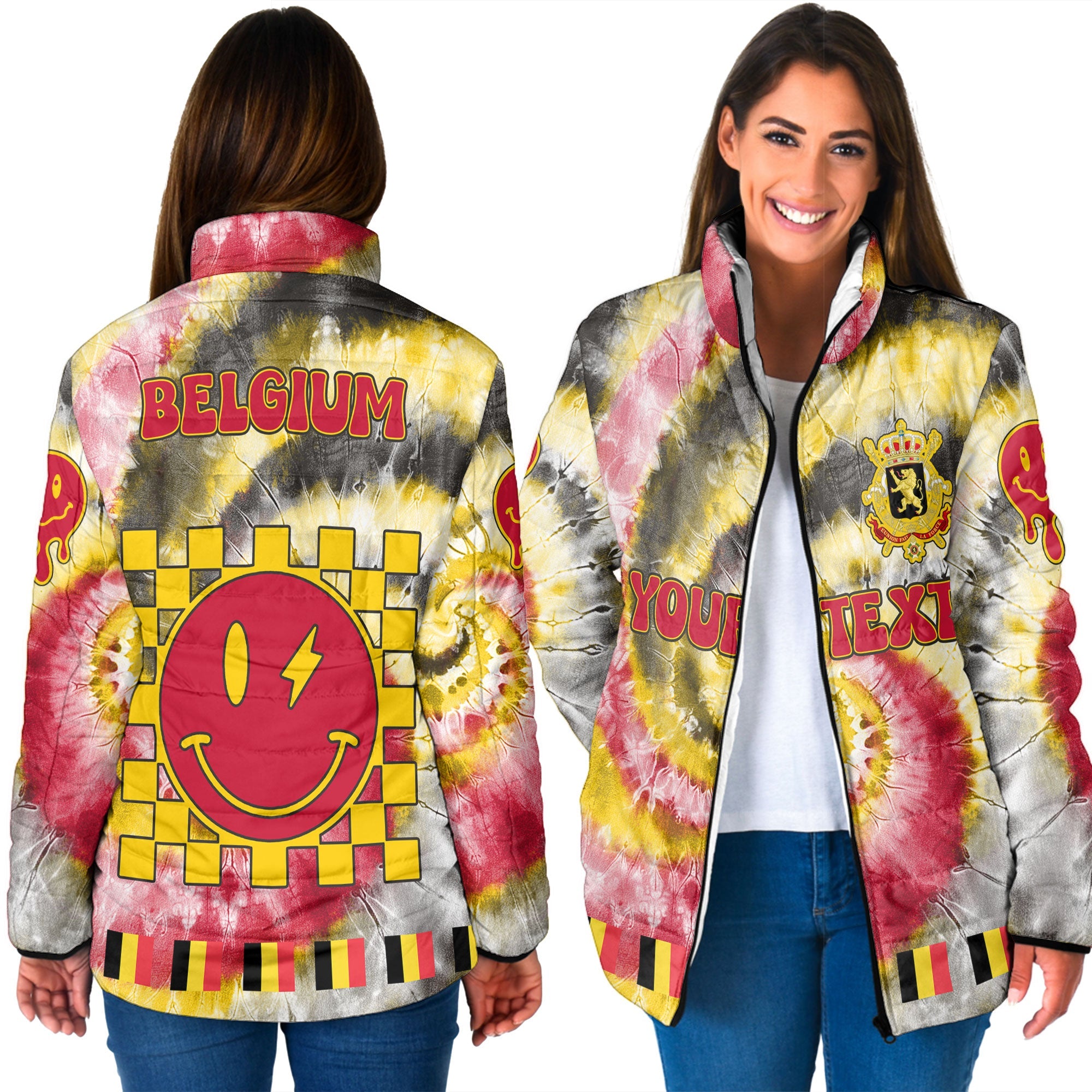 Belgium Women Padded Jacket Custom Tie Dye Style 3