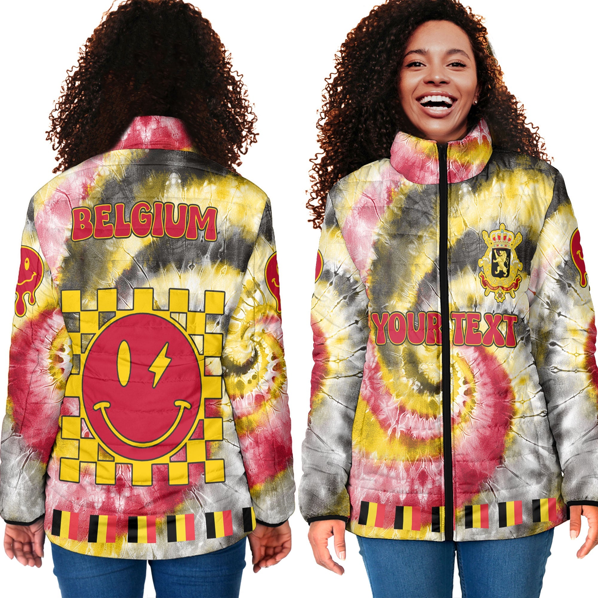 Belgium Women Padded Jacket Custom Tie Dye Style 4