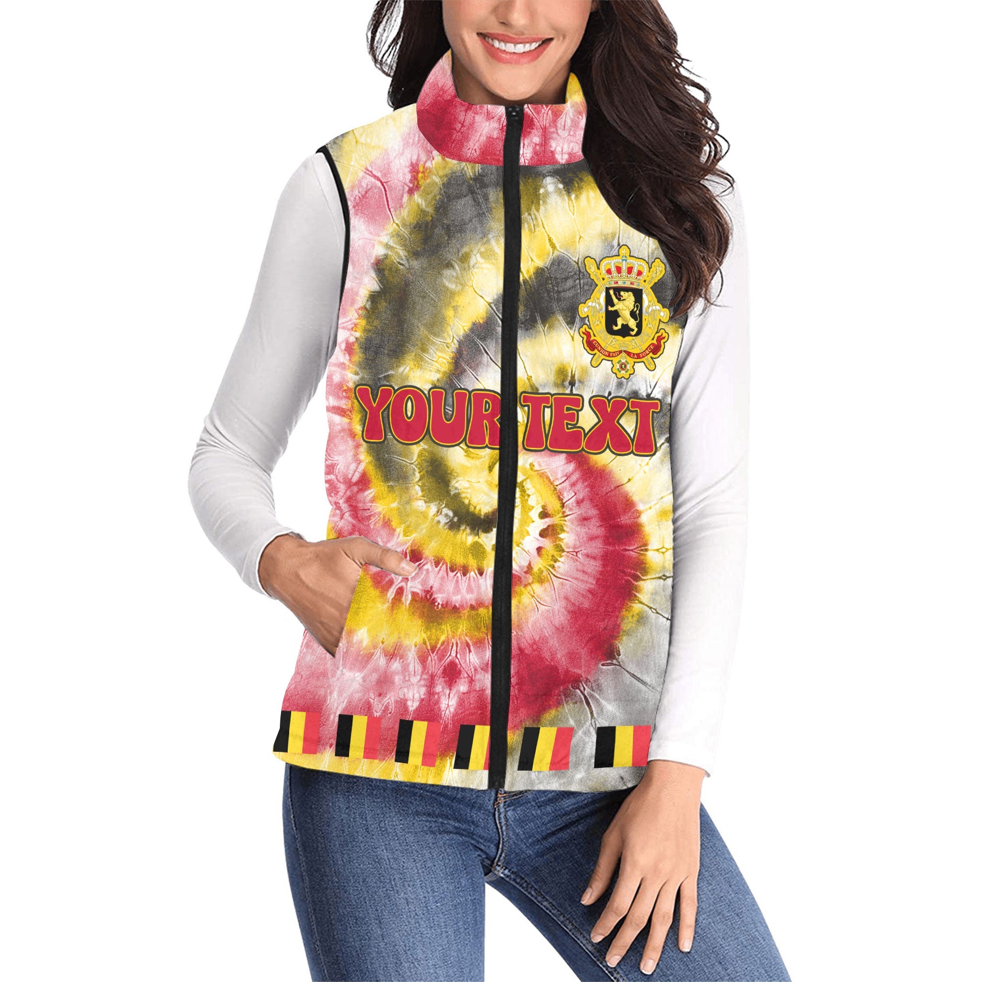 Belgium Women Padded Jacket Vest Custom Tie Dye Style 1