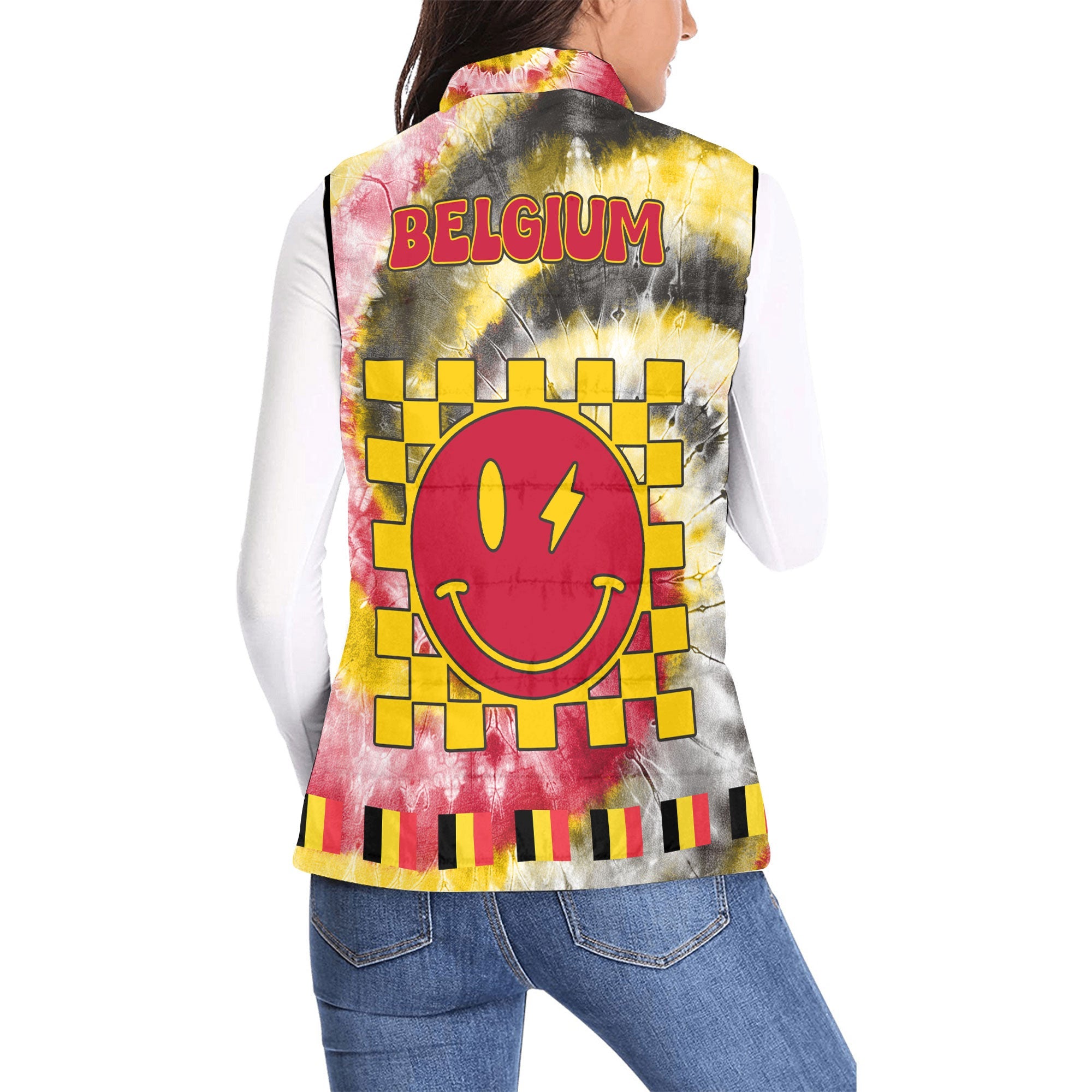 Belgium Women Padded Jacket Vest Custom Tie Dye Style 2