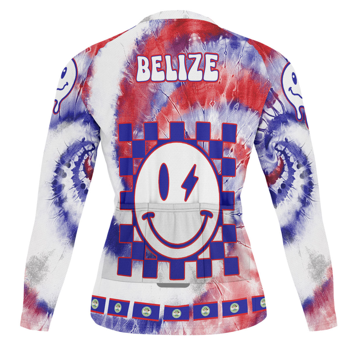 Belize Raglan Men Cycling Jersey Long Sleeve Custom Tie Dye Style 1