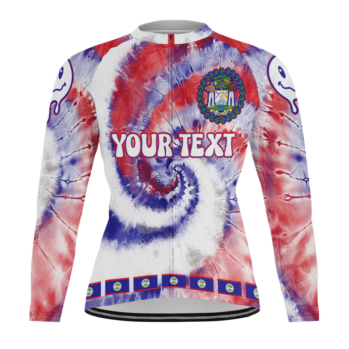 Belize Raglan Men Cycling Jersey Long Sleeve Custom Tie Dye Style 2