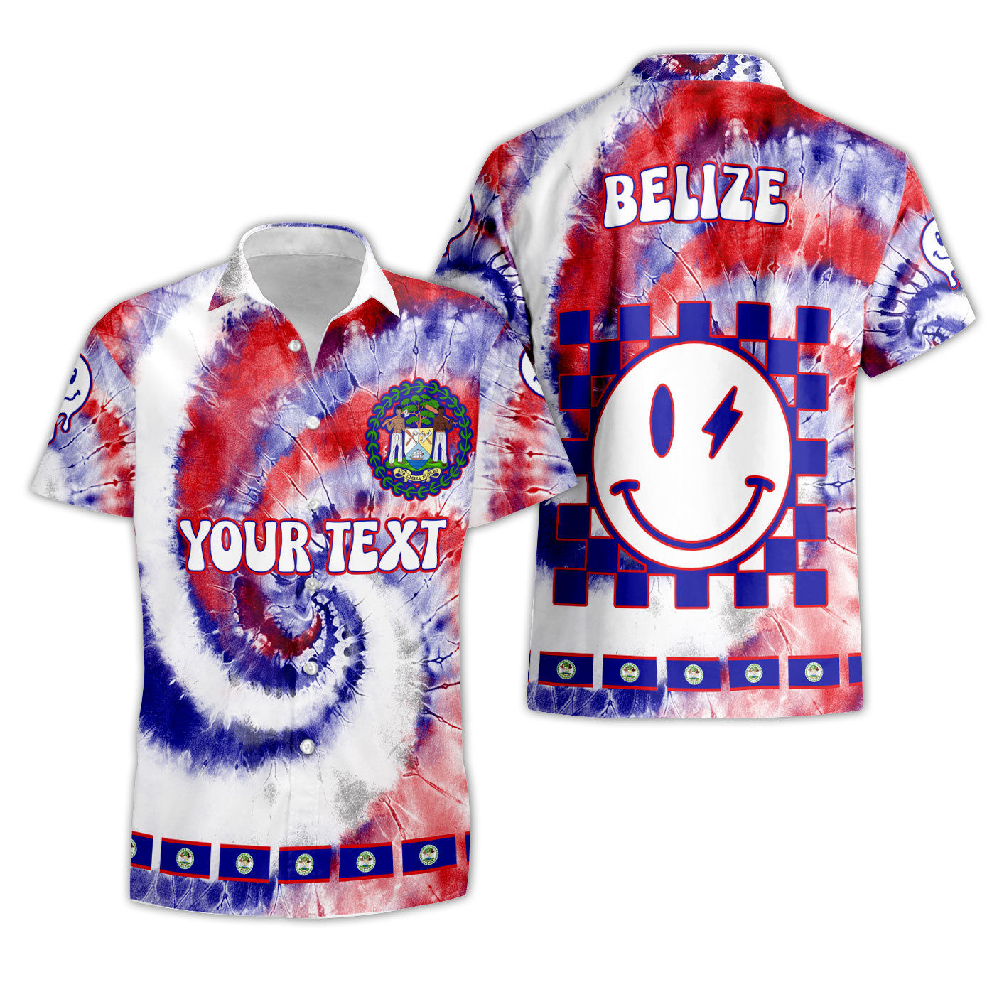 Belize Short Sleeve Shirt Custom Tie Dye Style 3