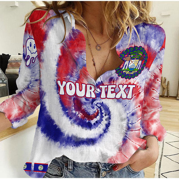 Belize Women Casual Shirt Custom Tie Dye Style 1