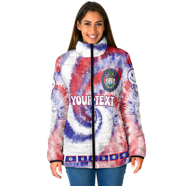 Belize Women Padded Jacket Custom Tie Dye Style 1