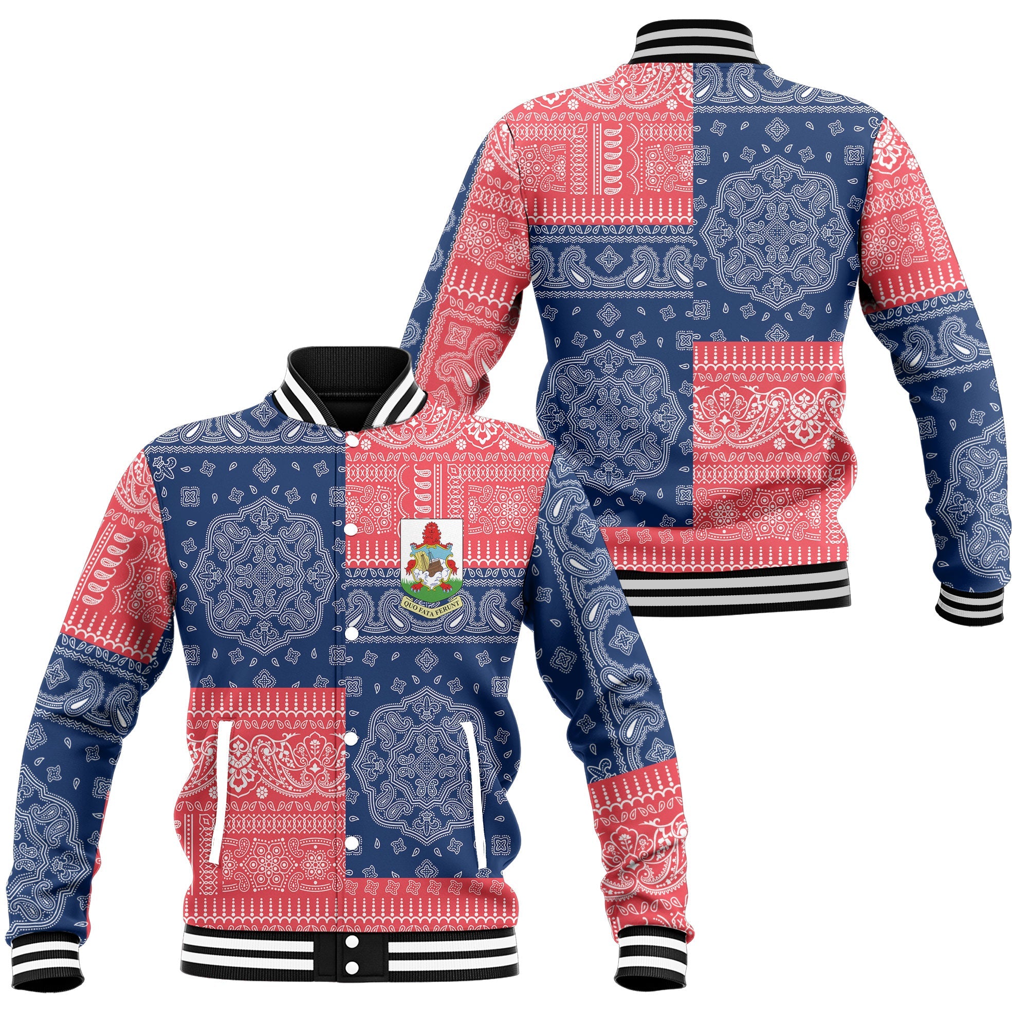 Bermuda Baseball Jacket Flag And Paisley Basic Style 1