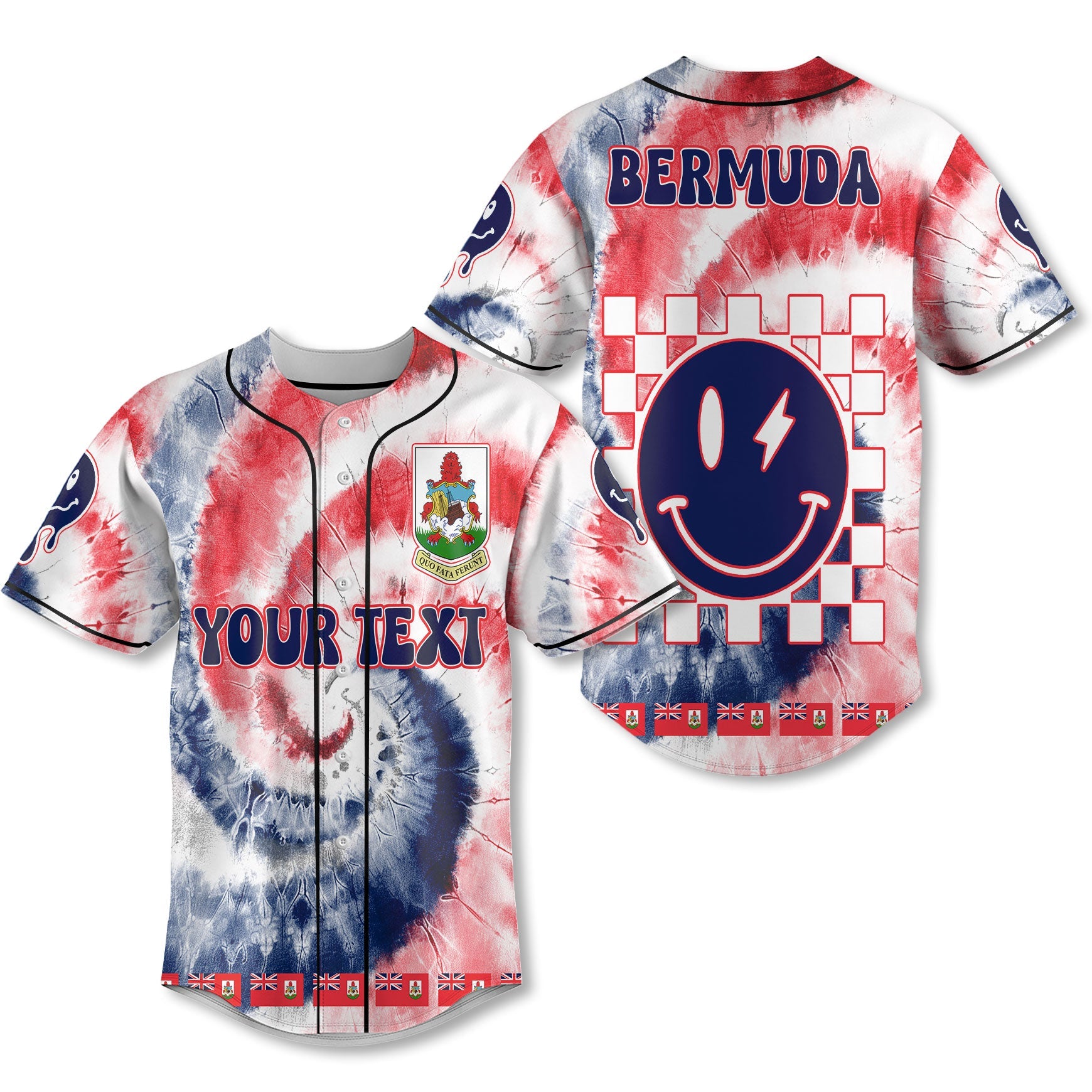 Bermuda Baseball Jersey Custom Tie Dye Style 1