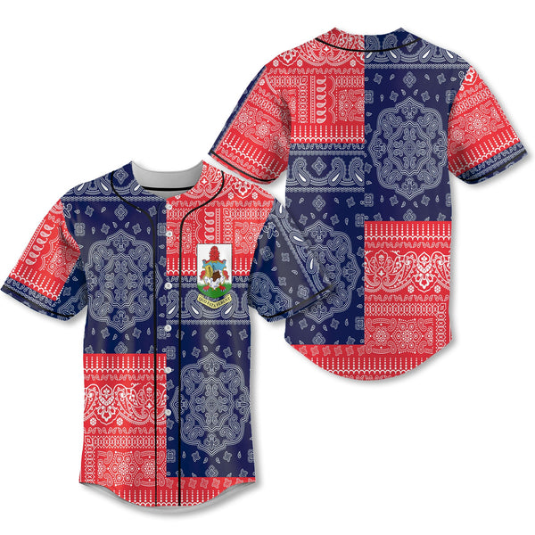 Bermuda Baseball Jersey Flag And Paisley Basic Style 1