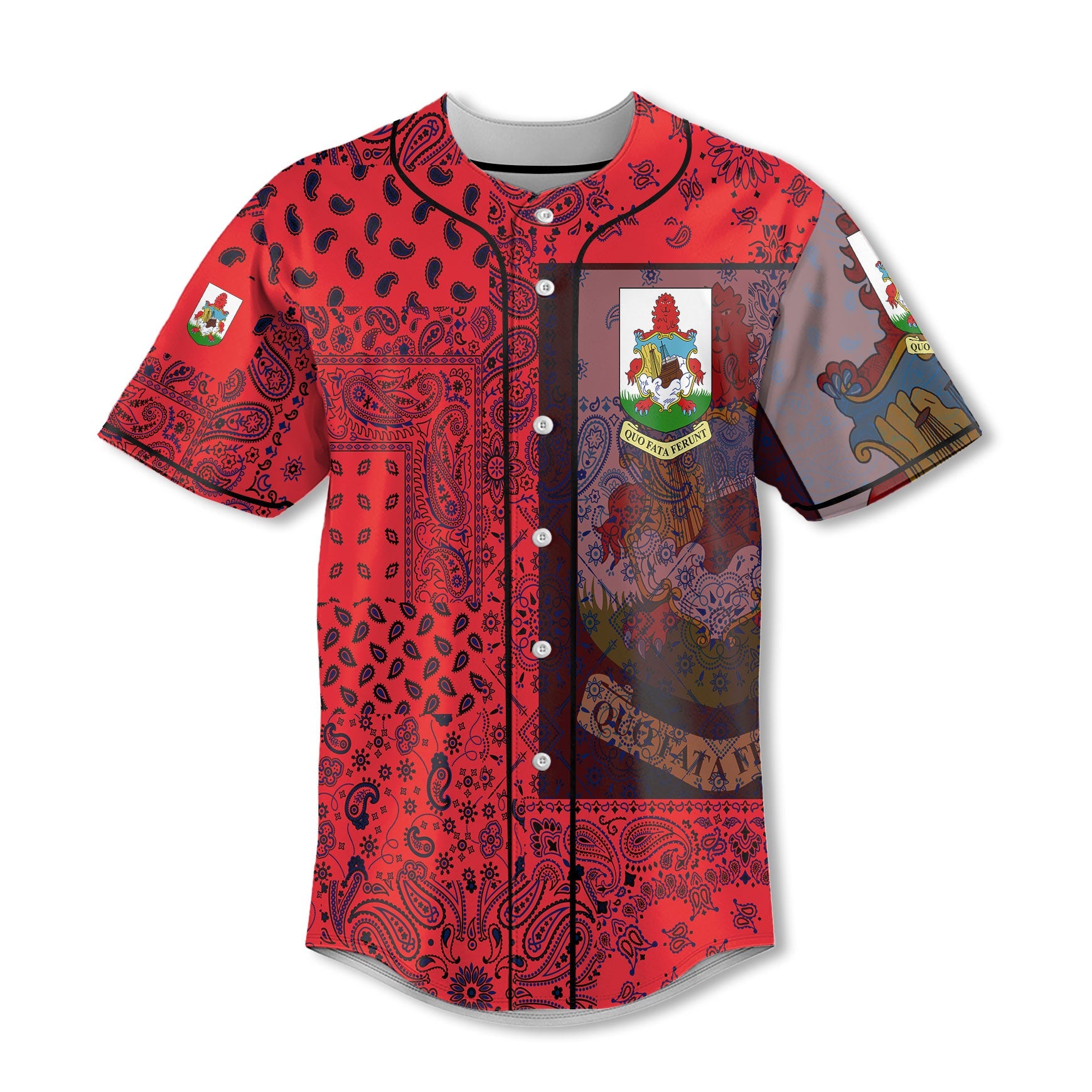 Bermuda Baseball Jersey Paisley Flag And Skull Style 2