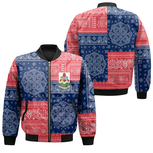 Bermuda Bomber Jacket Flag And Paisley Basic Style 1