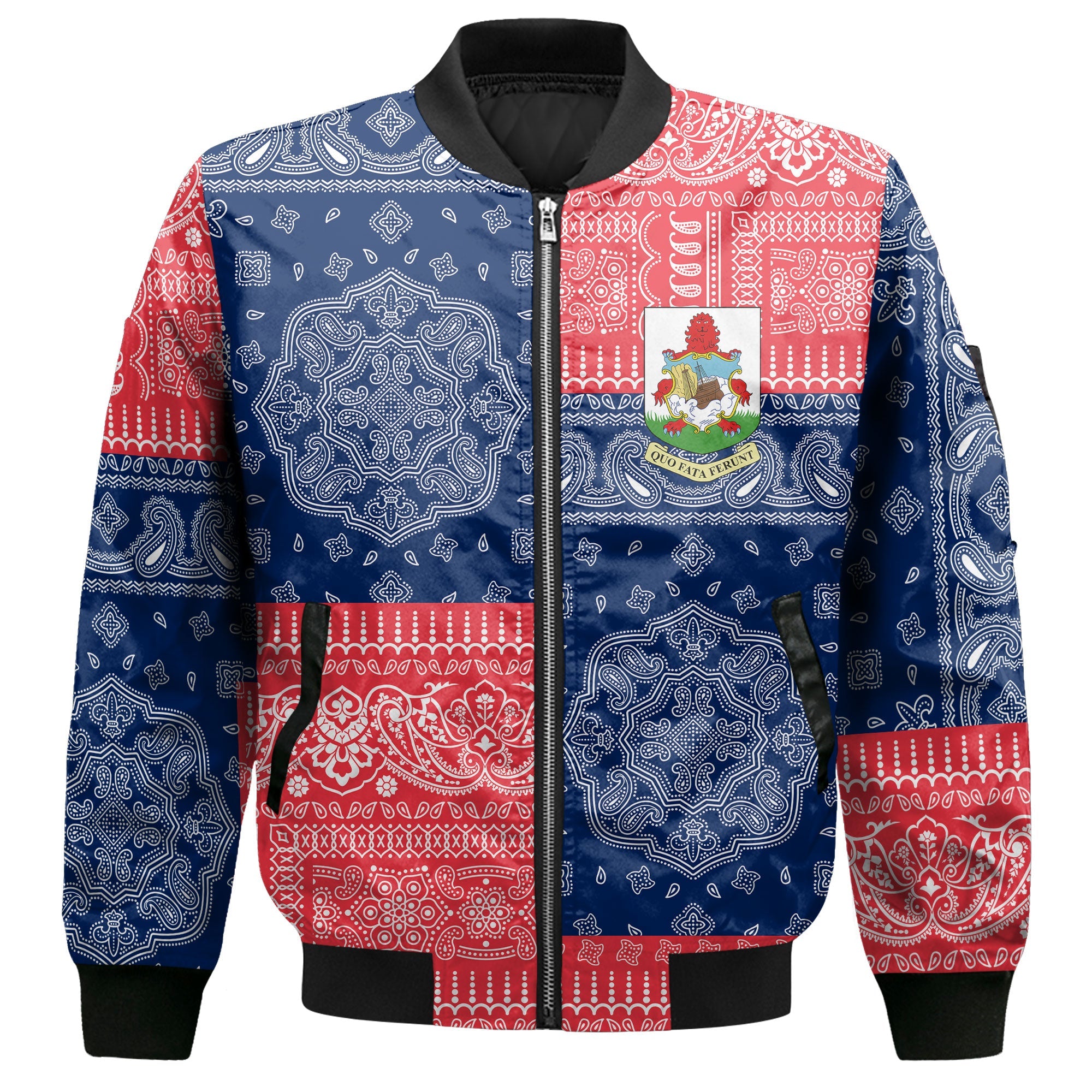 Bermuda Bomber Jacket Flag And Paisley Basic Style 2