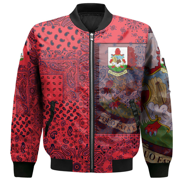 Bermuda Bomber Jacket Paisley Flag And Skull Style 2