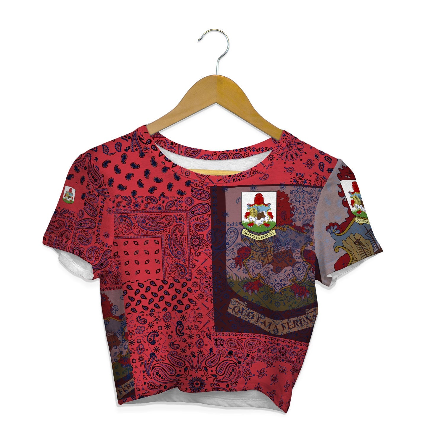 Bermuda Croptop T Shirt Paisley Flag And Skull Style 1