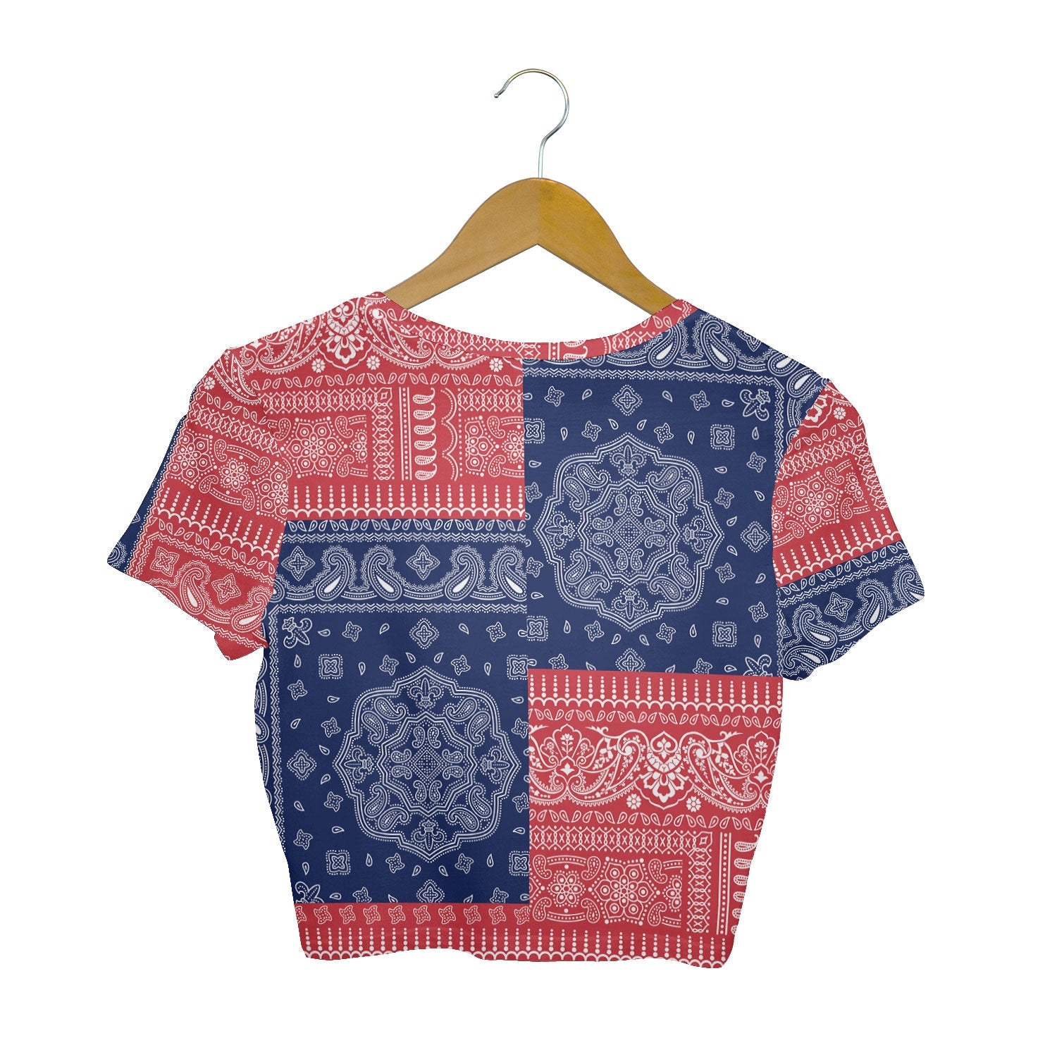 Bermuda Croptop T Shirt Flag And Paisley Basic Style 3