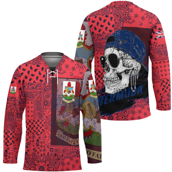 Bermuda Hockey Jersey Paisley Flag And Skull Style 1