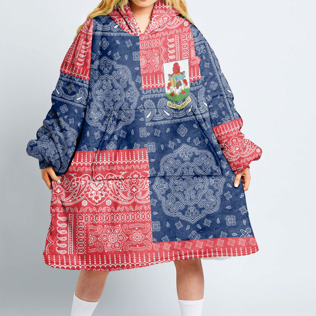 Bermuda Hoodie Blanket Flag And Paisley Basic Style 2