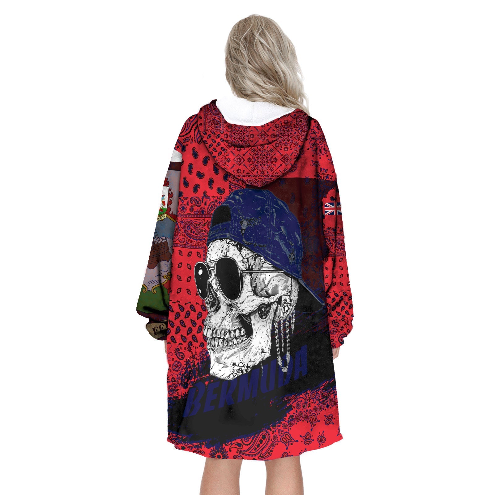 Bermuda Hoodie Blanket Paisley Flag And Skull Style 3