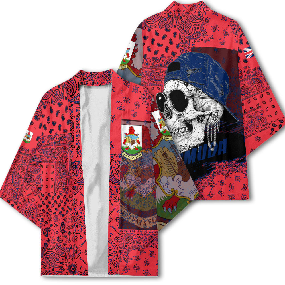 Bermuda Kimono Paisley Flag And Skull Style 2