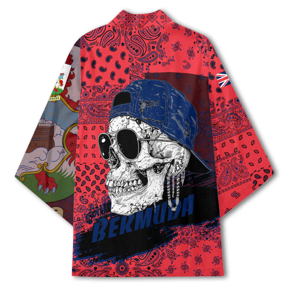 Bermuda Kimono Paisley Flag And Skull Style 3