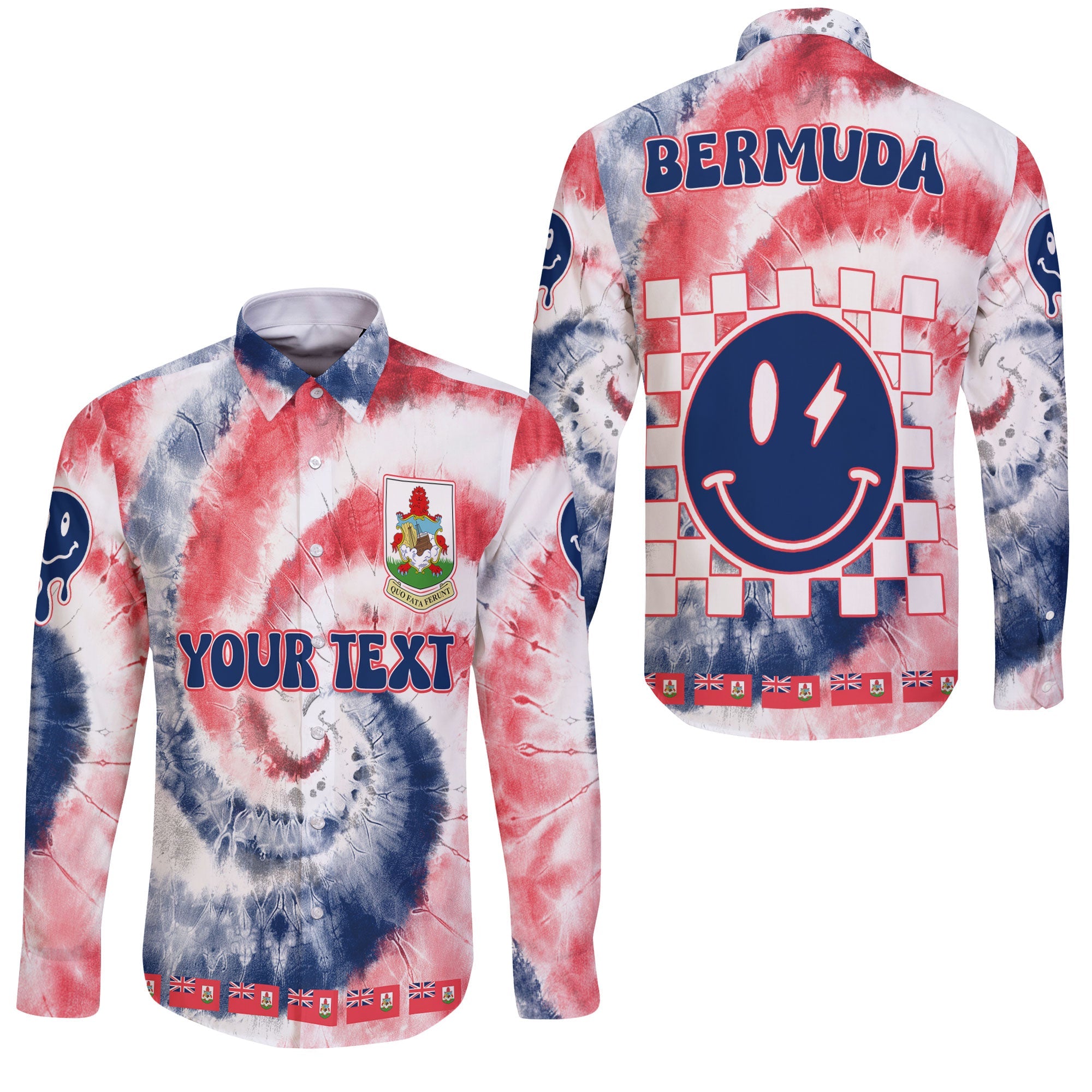 Bermuda Long Sleeve Button Shirt Custom Tie Dye Style 3