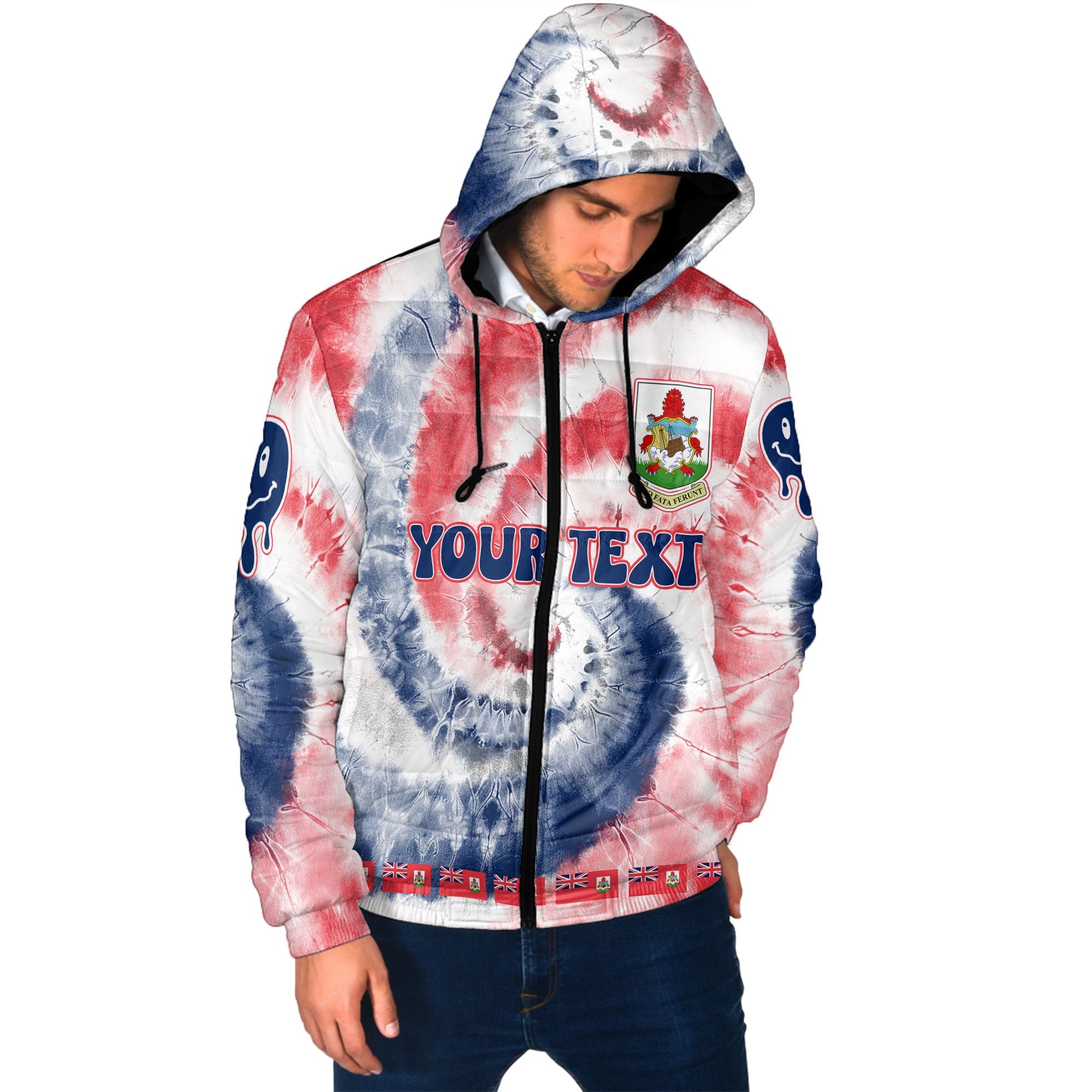 Bermuda Men Hooded Padded Jacket Custom Tie Dye Style 2