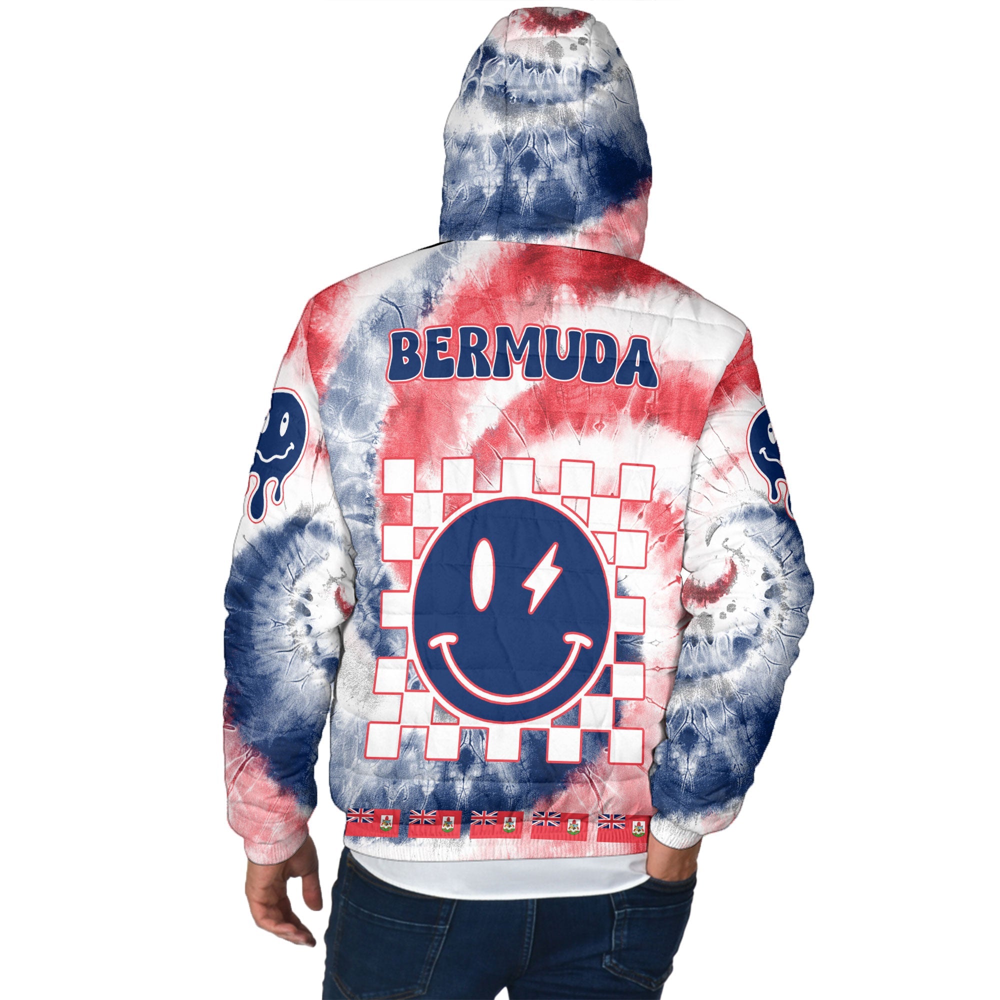 Bermuda Men Hooded Padded Jacket Custom Tie Dye Style 3