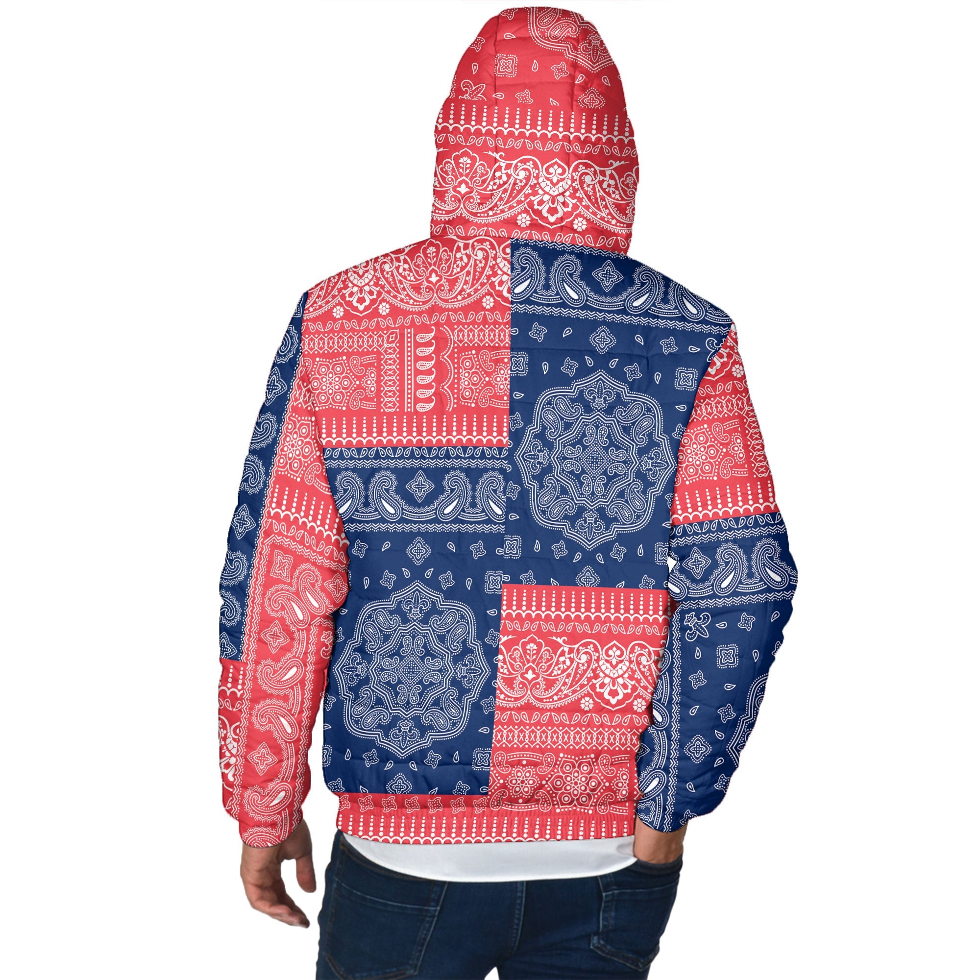 Bermuda Men Hooded Padded Jacket Flag And Paisley Basic Style 3