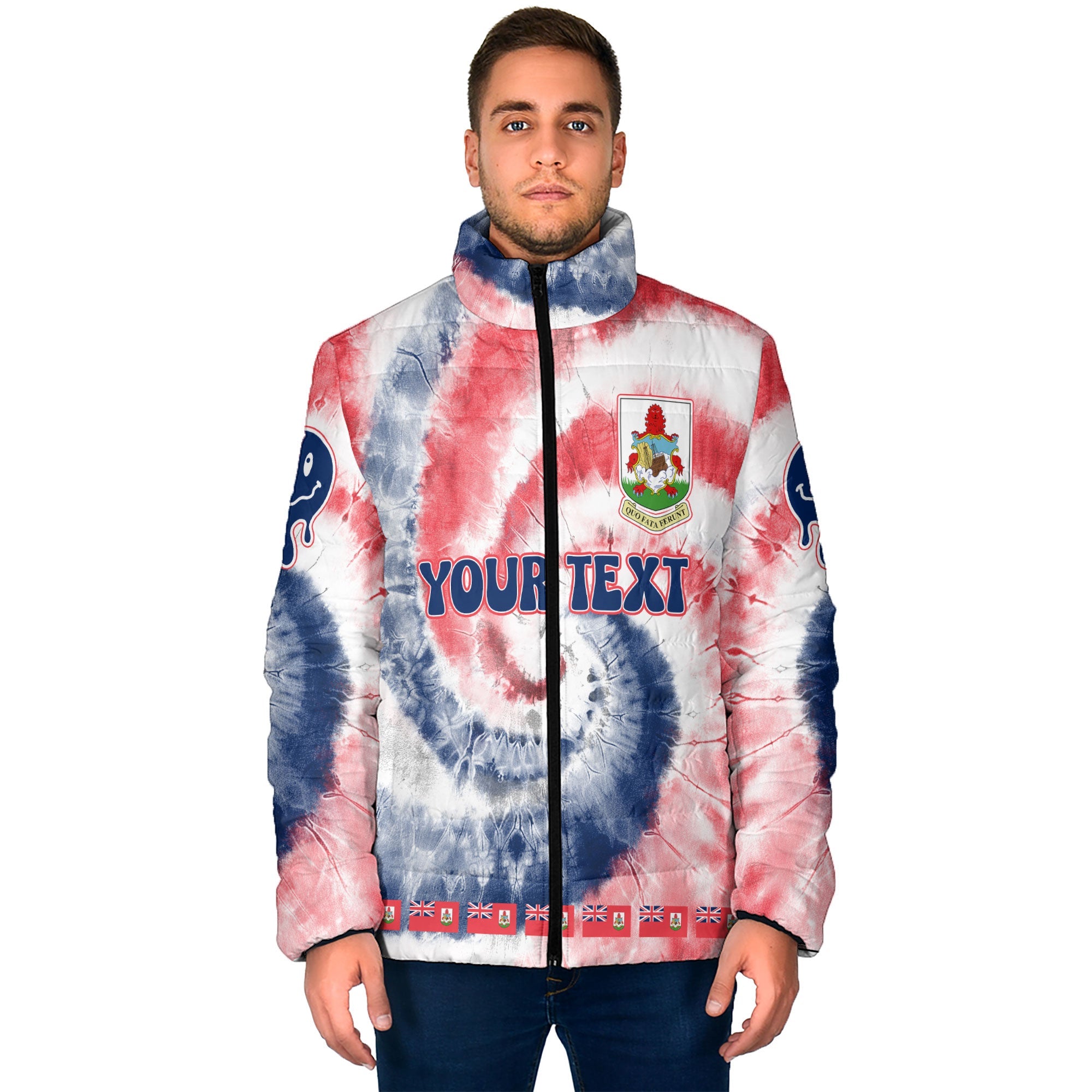 Bermuda Men Padded Jacket Custom Tie Dye Style 1