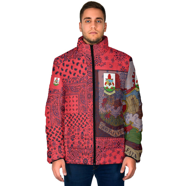 Bermuda Men Padded Jacket Paisley Flag And Skull Style 1