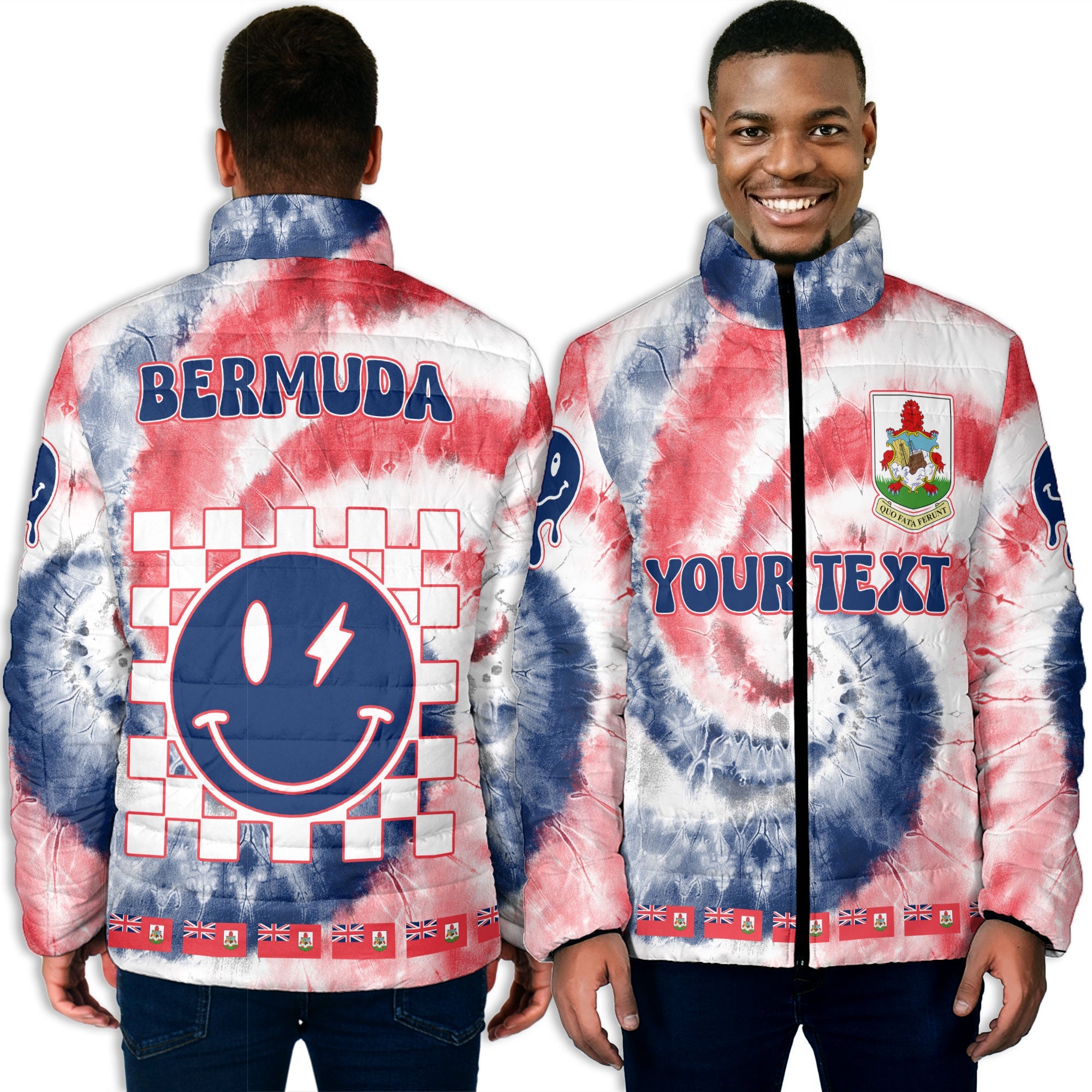 Bermuda Men Padded Jacket Custom Tie Dye Style 3