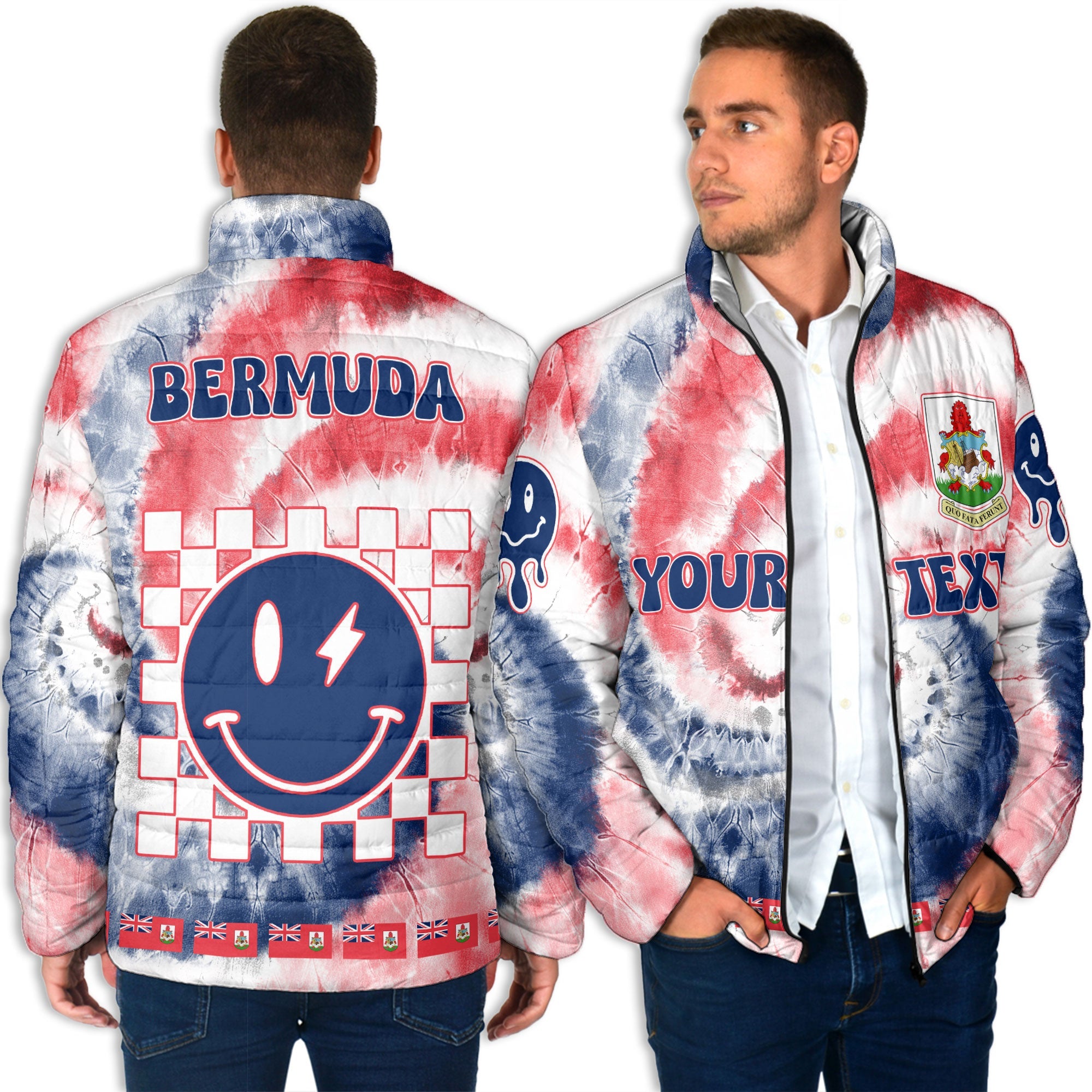 Bermuda Men Padded Jacket Custom Tie Dye Style 4