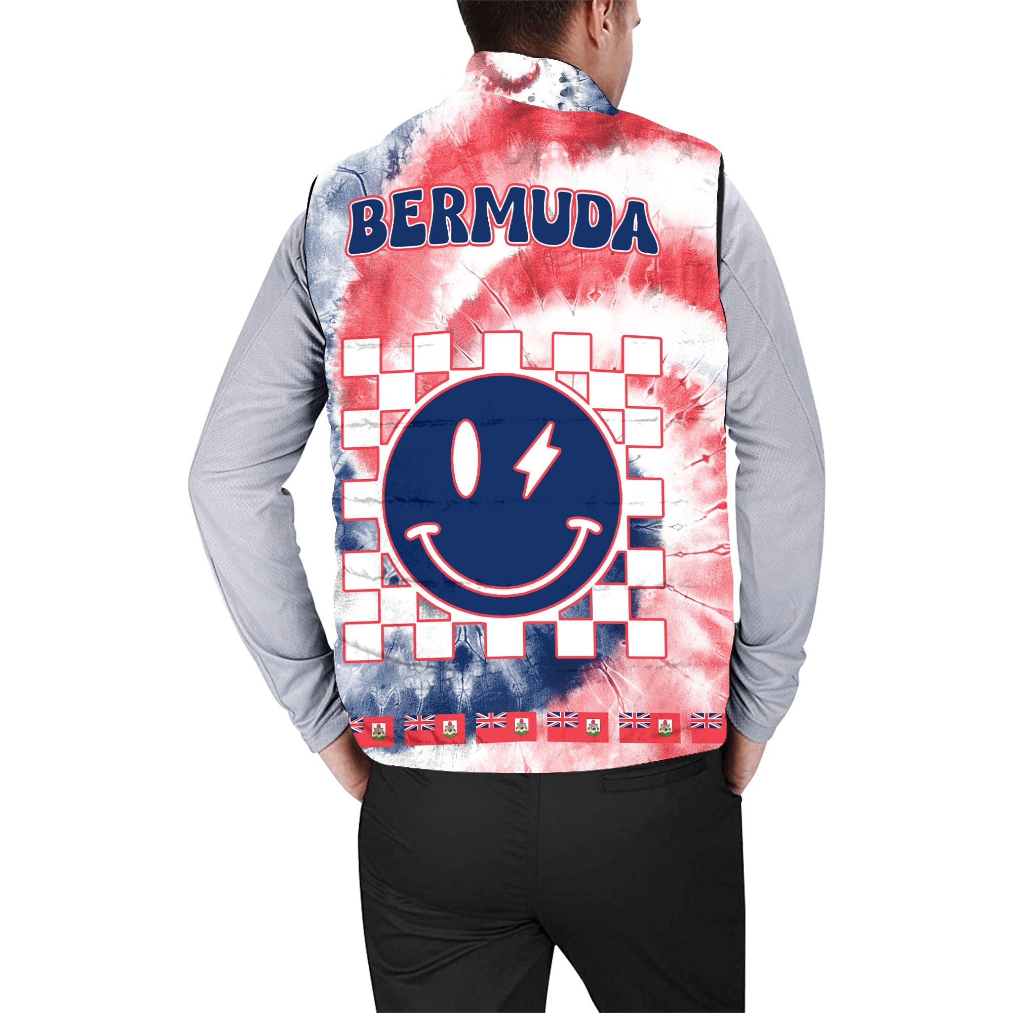 Bermuda Men Padded Jacket Vest Custom Tie Dye Style 2