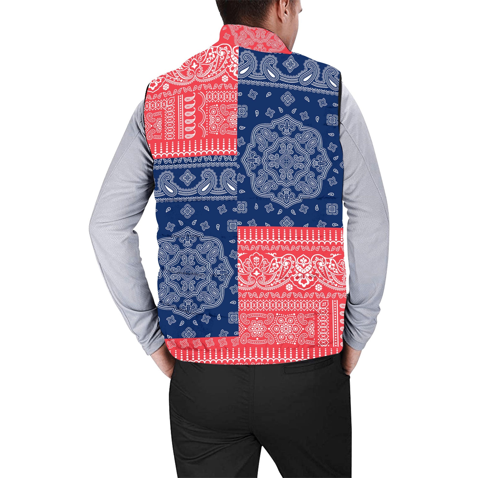 Bermuda Men Padded Jacket Vest Flag And Paisley Basic Style 2