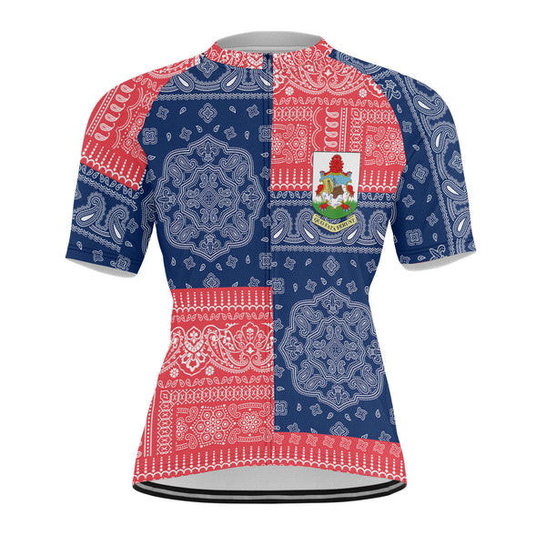 Bermuda Men Cycling Jersey Flag And Paisley Basic Style 1