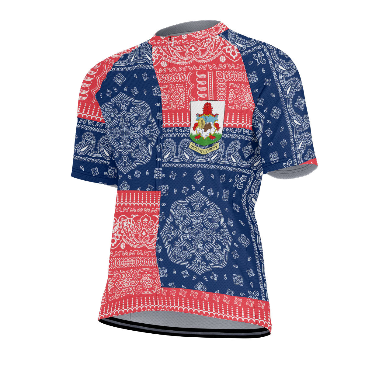 Bermuda Men Cycling Jersey Flag And Paisley Basic Style 2