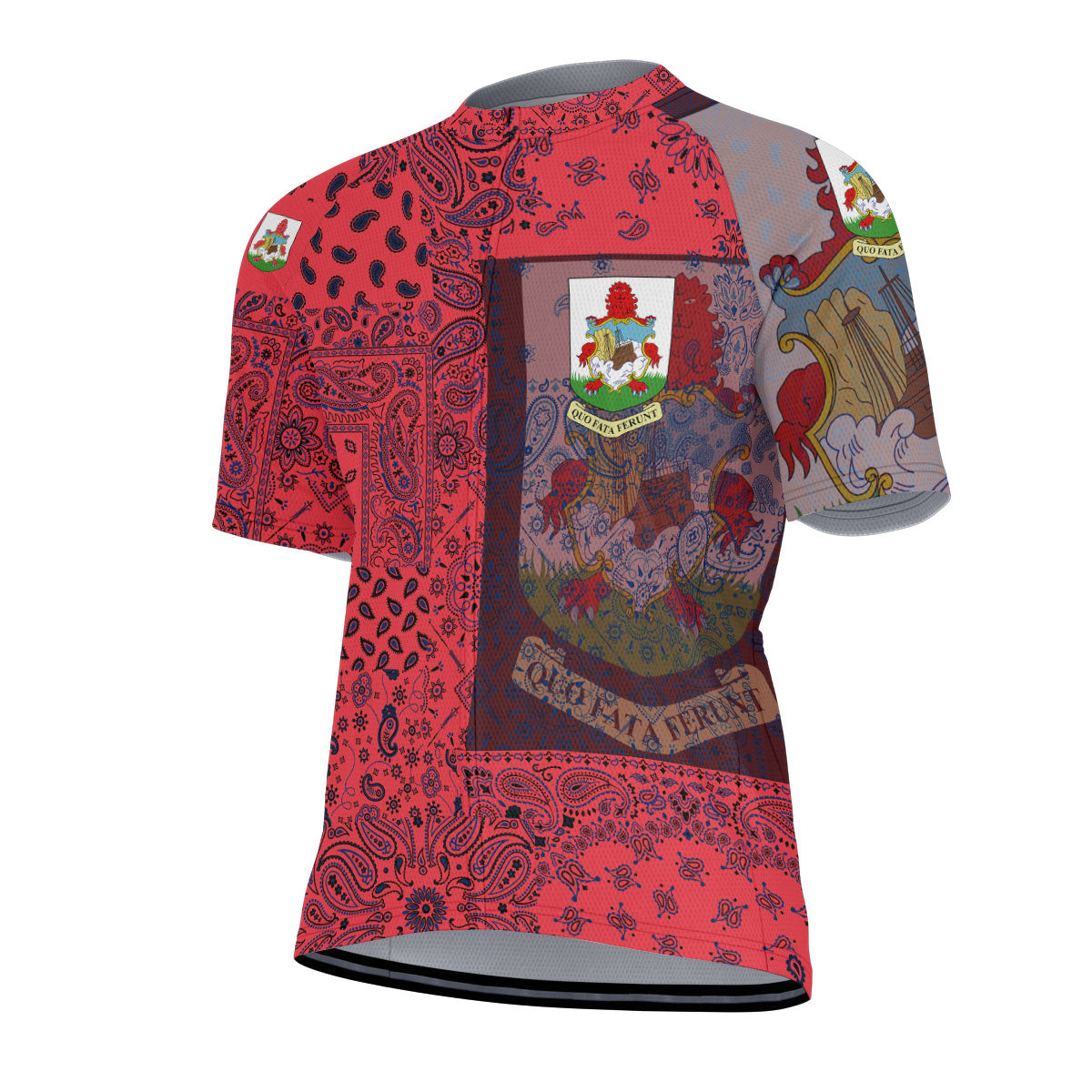 Bermuda Men Cycling Jersey Paisley Flag And Skull Style 2