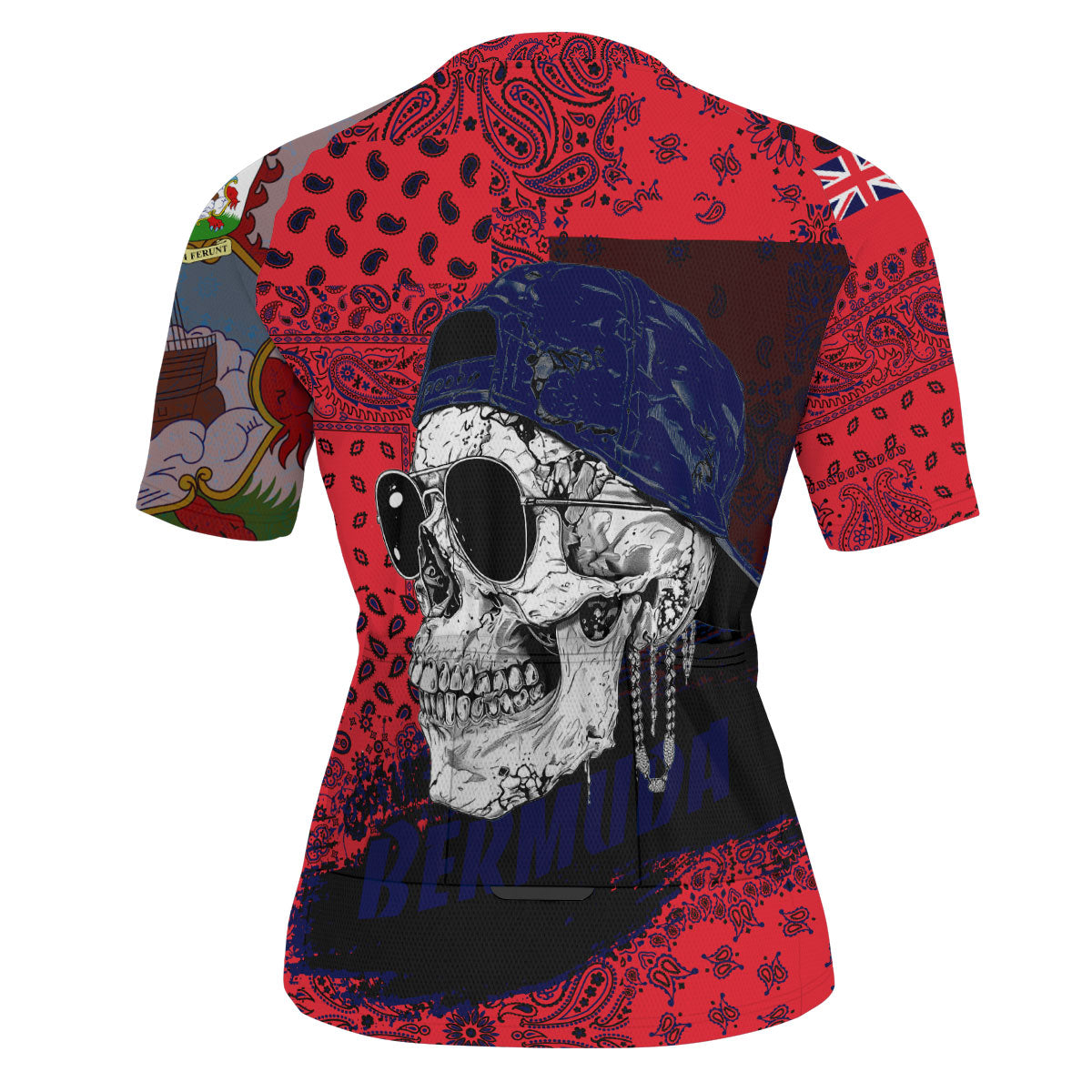 Bermuda Men Cycling Jersey Paisley Flag And Skull Style 3