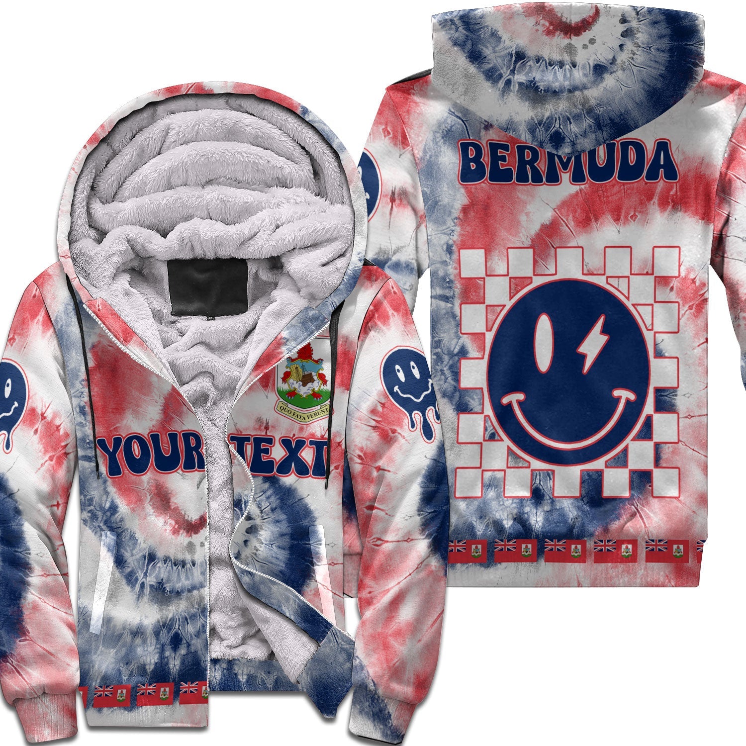 Bermuda Sherpa Hoodie Custom Tie Dye Style 1