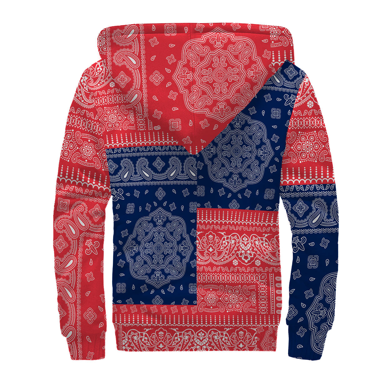 Bermuda Sherpa Hoodie Flag And Paisley Basic Style 2