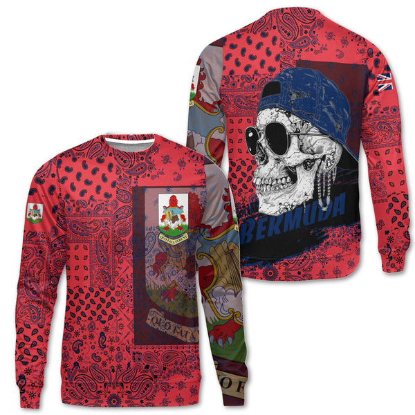 Bermuda Sweatshirt Paisley Flag And Skull Style 1