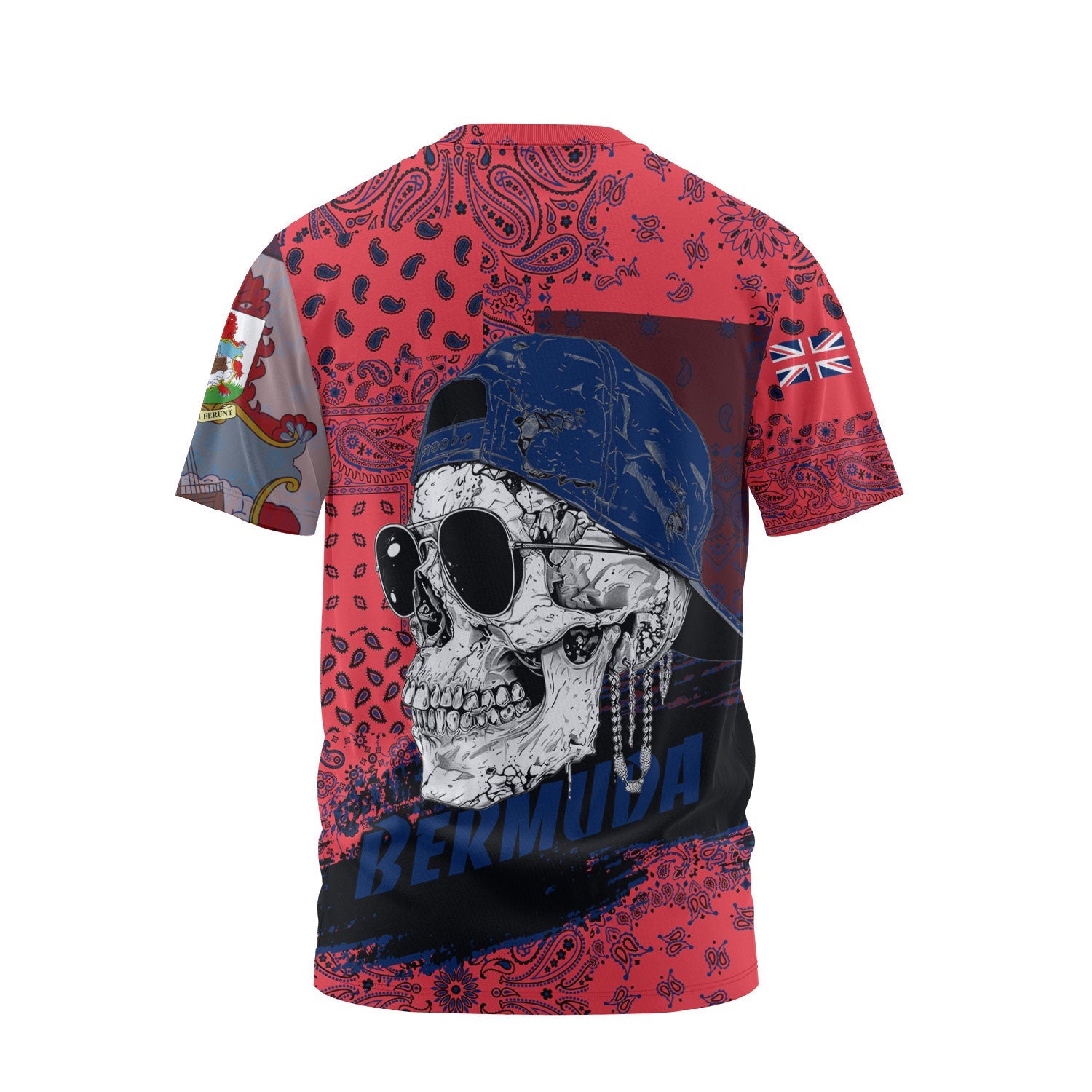 Bermuda T Shirt Paisley Flag And Skull Style 2