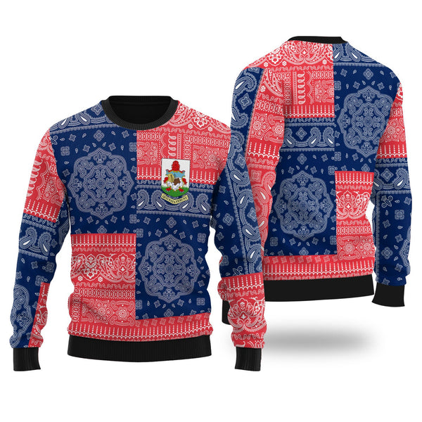 Bermuda Ugly Sweater Flag And Paisley Basic Style 1