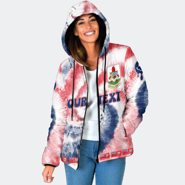 Bermuda Women Hooded Padded Jacket Custom Tie Dye Style 1