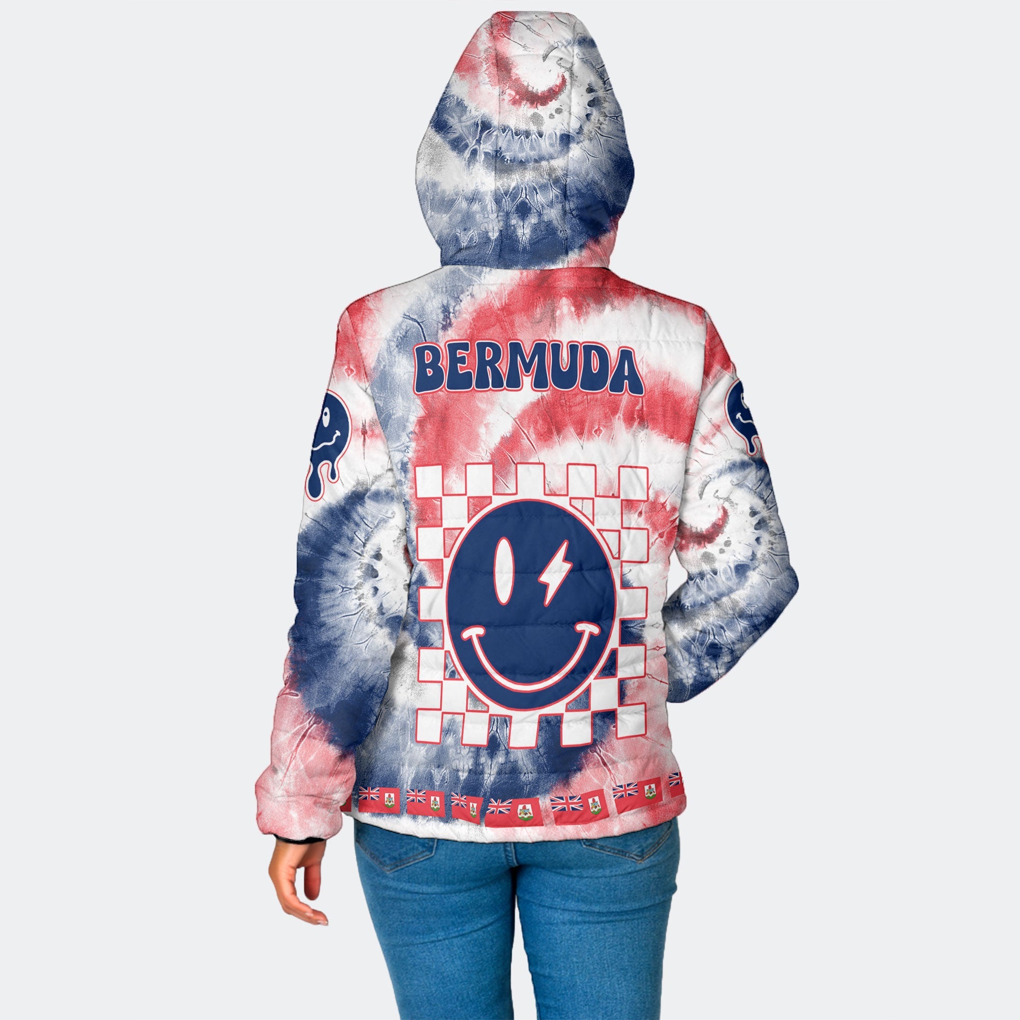 Bermuda Women Hooded Padded Jacket Custom Tie Dye Style 2