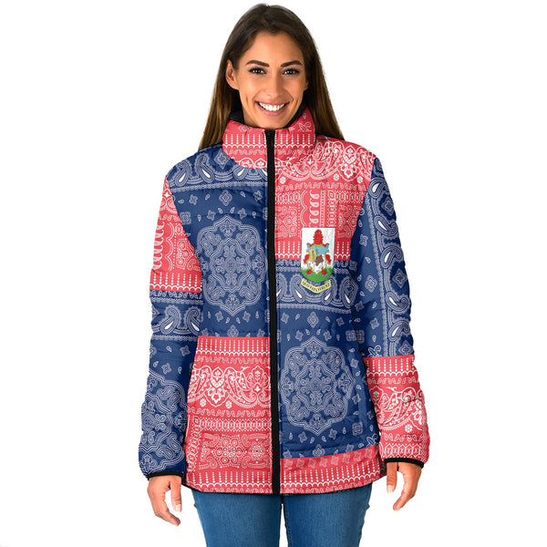 Bermuda Women Padded Jacket Flag And Paisley Basic Style 1