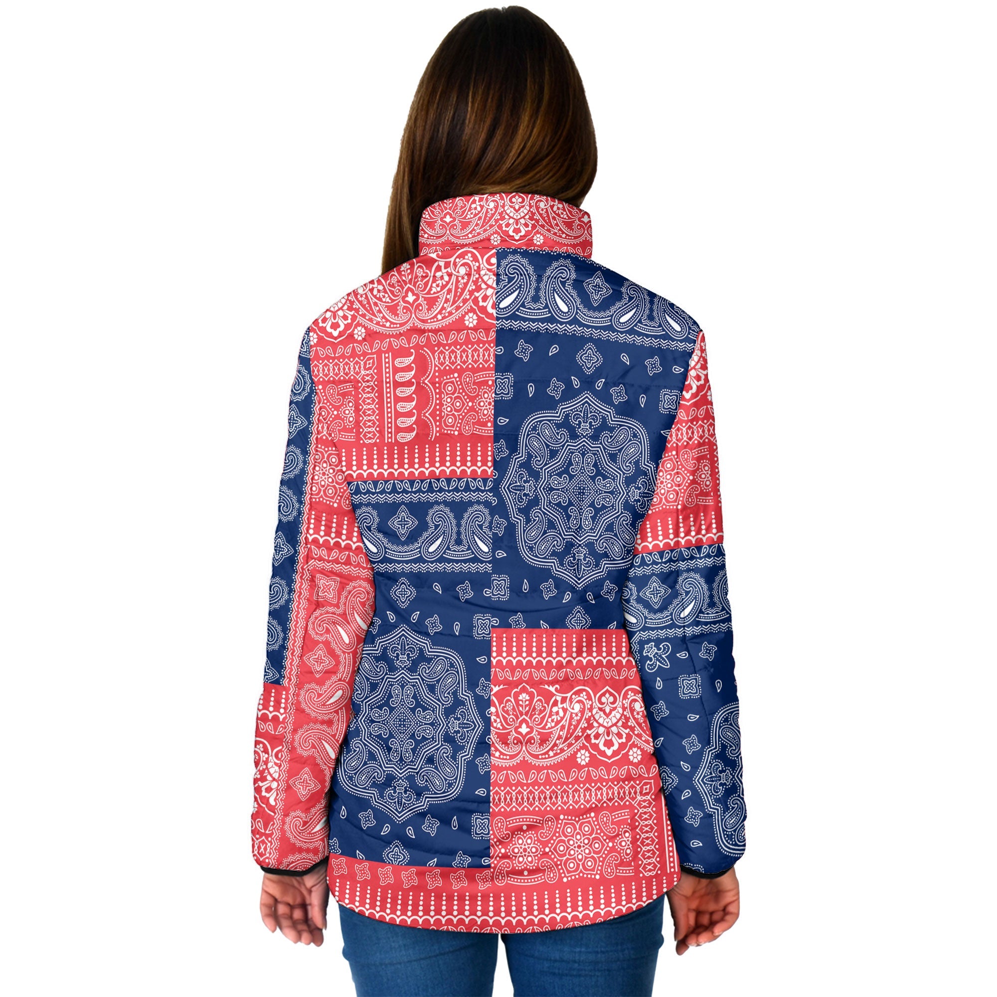 Bermuda Women Padded Jacket Flag And Paisley Basic Style 2