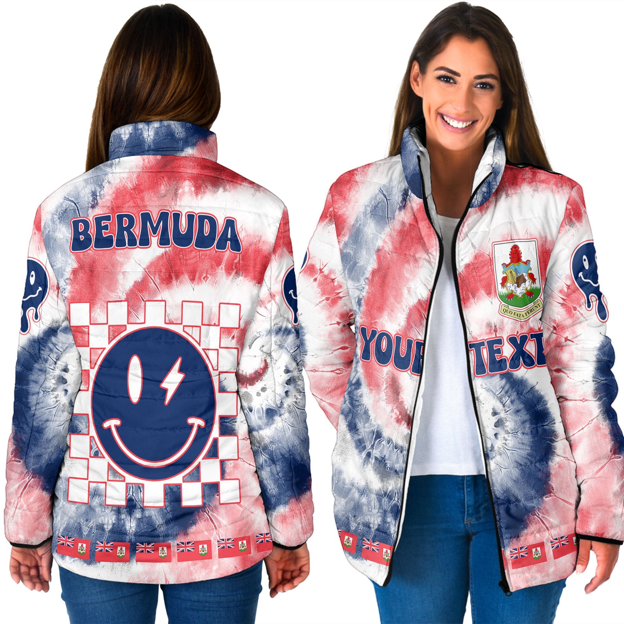 Bermuda Women Padded Jacket Custom Tie Dye Style 3