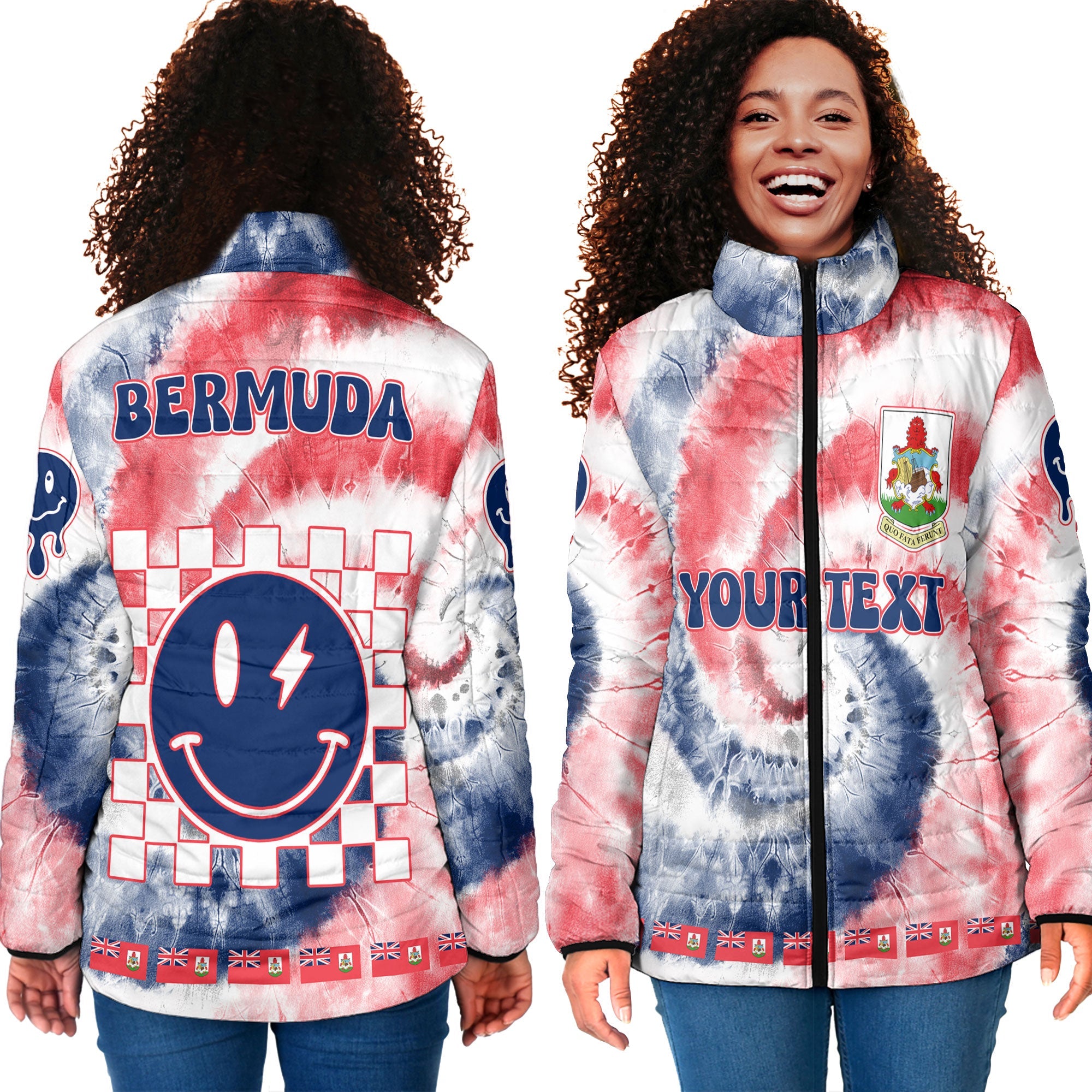 Bermuda Women Padded Jacket Custom Tie Dye Style 4