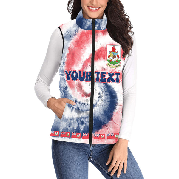 Bermuda Women Padded Jacket Vest Custom Tie Dye Style 1