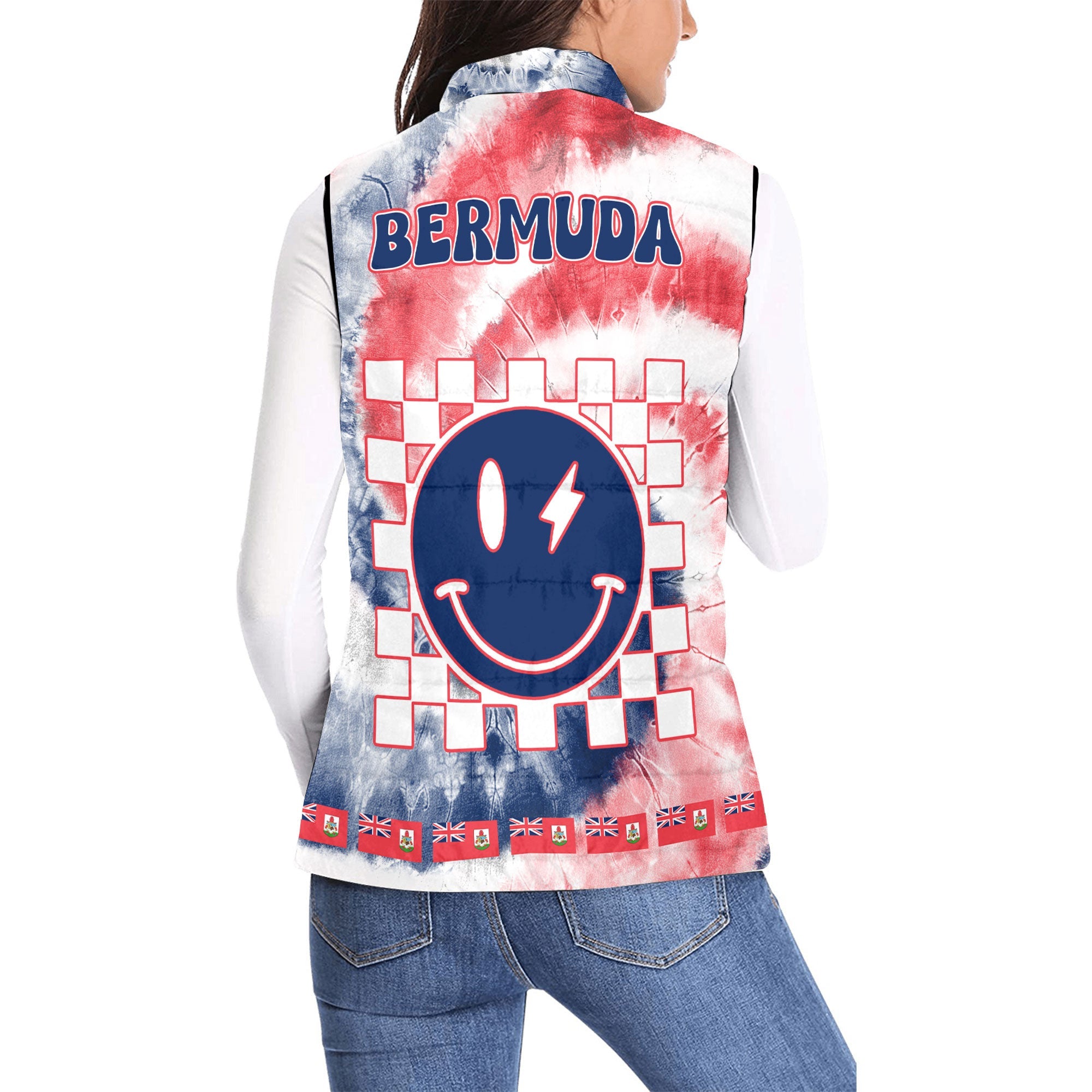 Bermuda Women Padded Jacket Vest Custom Tie Dye Style 2